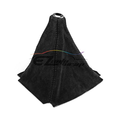 EZAUTO WRAP Universal Real Velvet Shift Knob Shifter Boot Cover Black with Black Stitches Genuine Leather MT at Sport - color: Velvet With Black Stitches