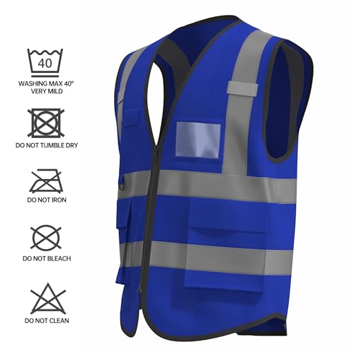 caparazon Unisex High-Visibility Reflective Safety Vest with Zippered Pockets - ANSI/ISEA Certified for Enhanced Work Safety - color: Blue Flag