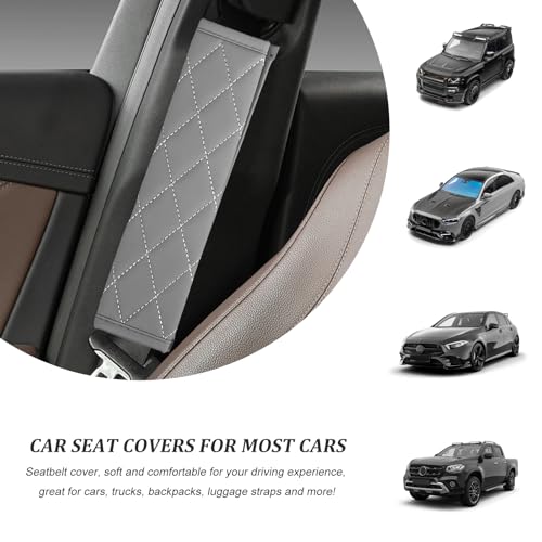 2 PCS Leather Front Car Seat Covers, Sideless Auto Seat Covers with Storage Pocket & Seatbelt Pads, Universal Waterproof Vehicle Seats Protectors for Most Front Seats (Gray) - color: Gray