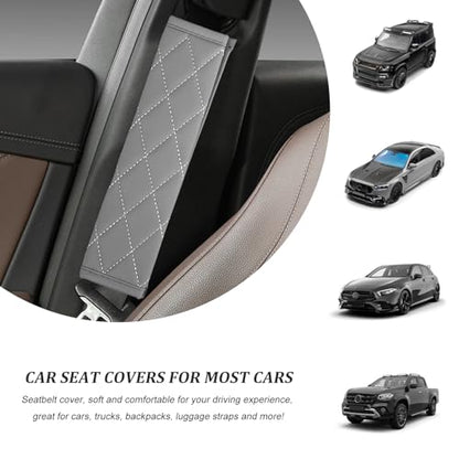 2 PCS Leather Front Car Seat Covers, Sideless Auto Seat Covers with Storage Pocket & Seatbelt Pads, Universal Waterproof Vehicle Seats Protectors for Most Front Seats (Gray) - color: Gray