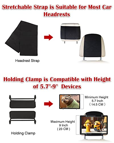 WONNIE 2 Pack Car Headrest Holder for 10-12.9" Large Size Tablets - size: 2 Pack- fits 10-12.9" tablet