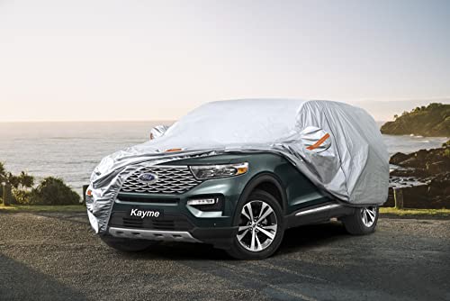 Kayme Car Covers for Automobiles Waterproof All Weather Sun Uv Rain Protection with Zipper Mirror Pocket Fit SUV Jeep Toyota Highlander/Land Cruiser, Honda Pilot,Acura Mdx etc.(191 to 200 Inch) YXL - size: C13 For SUV JEEP-Length ( 191-200 inch )
