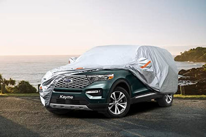 Kayme Car Covers for Automobiles Waterproof All Weather Sun Uv Rain Protection with Zipper Mirror Pocket Fit SUV Jeep Toyota Highlander/Land Cruiser, Honda Pilot,Acura Mdx etc.(191 to 200 Inch) YXL - size: C13 For SUV JEEP-Length ( 191-200 inch )
