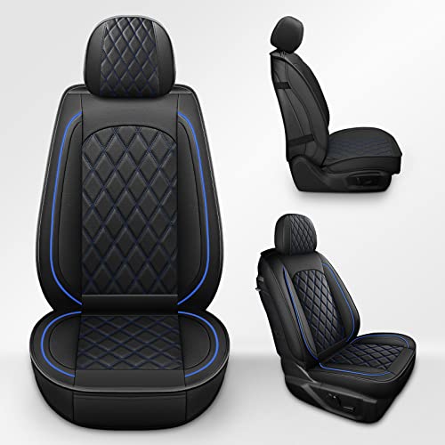 MIROZO 2PCS Front Seat Covers,Waterproof Car Seat Cover Blue Vehicle Cushion Cover Breathable Fit for Most Sedan, Truck and SUV (Black and Blue,2PCS) - color: Black Blue, size: 2PCS Front