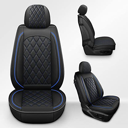 MIROZO 2PCS Front Seat Covers,Waterproof Car Seat Cover Blue Vehicle Cushion Cover Breathable Fit for Most Sedan, Truck and SUV (Black and Blue,2PCS) - color: Black Blue, size: 2PCS Front