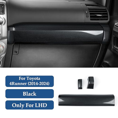 Car Copilot Panel ABS Sticker Carbon Fiber Decal Cover Interior Trim Accessories for Toyota 4Runner SUV 2010-2025 Black - color: Copilot Panel