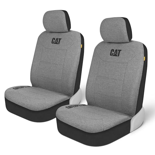 Cat CozyBlend Car Seat Covers, Gray Heather - Premium Jersey Fabric Seat Covers for Cars Trucks SUV, Breathable Cotton Car Seat Covers Front Seats Only, Universal Fit Automotive Interior Covers - color: Gray