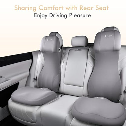 FLORICH Car Seat Cushion with Neck Pillow Lumbar Support Kit Memory Foam Seat Cushion for Car Ergonomic Back Support Headrest for Driving Car Seat Pillow Back Sciatica Tailbone Pain Relief, Gray