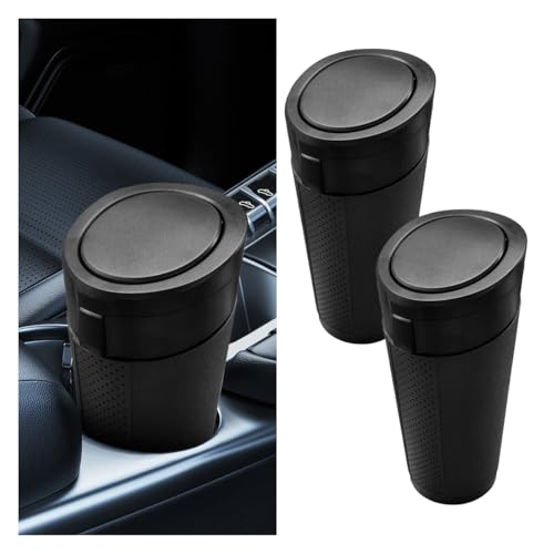 Car Trash Can Bin with Lid, Leakproof Automotive Side Door Garbage Can, Mini Vehicle Cup Holder Trash Bin, Portable Auto Organizers & Storage Accessories for Car, Home, Office (2PCS/Black) - color: 2PCS/Black