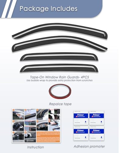 Extra-Thick Window Rain Guard for Toyota Tacoma 2005-2015 Double Cab Rain Guards Tape-on Side Truck Window Visors Low Profile Vent Visor Window Deflectors Vent Shades Car Accessories - size: Fit for 2005-2015 Toyota Tacoma Double Cab