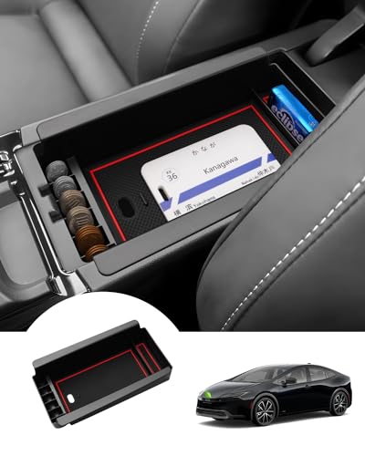 Autorder Center Console Organizer for 2023-2026 Toyota Prius Accessories Armrest Storage Box Secondary Insert Tray with 2 Color Mats - size: 2023-2026 Toyota Prius