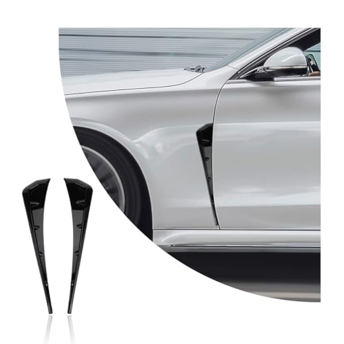 povtii 2PCS Car Fender Side Vents, Carbon Fiber Spoiler Body Decoration Cover, Auto Exterior Accessories Air Inlet Grille Spoiler Trim Cover, Car Accessories Spoiler Trim Cover (Black) - size: Black