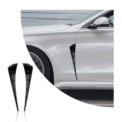 povtii 2PCS Car Fender Side Vents, Carbon Fiber Spoiler Body Decoration Cover, Auto Exterior Accessories Air Inlet Grille Spoiler Trim Cover, Car Accessories Spoiler Trim Cover (Black) - size: Black