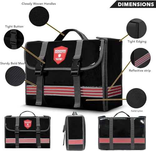 Car Emergency Kit (126 Piece)，Gift for Father Women Friend, Premium Roadside Assistance Essentials with Jumper Cables Tow Rope- Ideal Auto Road Safety Kit for Truck, RV