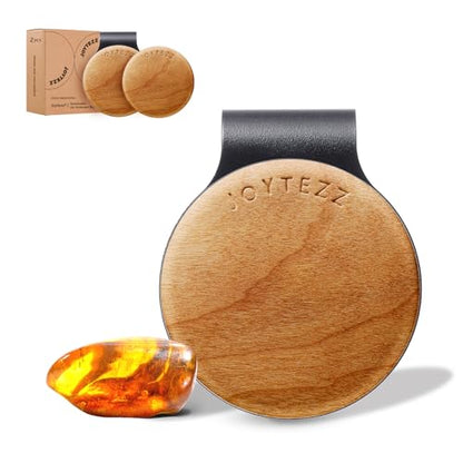 Car Air Freshener - 90 Days Long Lasting with 2Pcs Refills - Amber Scent Wood Car Air Diffuser Kit Automotive Visor Interior Accessories Decor