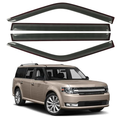 Window Visors Rain Guards Fit for 2009-2019 Ford Flex, Outside Mount Wind Deflector Shade, Tape-on Smoke Tinted Vent Visor Shields, 2010 2011 2012 2013 2014 2015 2016 2017 2018 - size: For 2009-2019 Flex