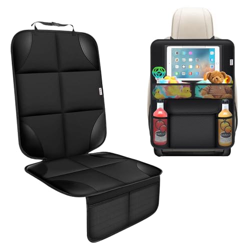 Meolsaek Kick Mats Back Seat Protector, Waterproof Oxford Seat Back Protector, Car Seat Back Protector for Kids, Back of Seat Protector for Kids Feet Car Seat (Black D -1 Set) - color: Black D -1 set