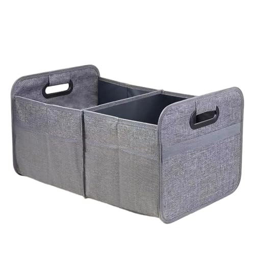 Car Trunk Organizer, Collapsible Multi-Compartment Auto Storage Box with 4 Pockets, Waterproof Oxford Fabric Car Trunk Container Accessories for Sedan SUV Truck (Grey) - color: Grey