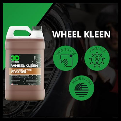 3D Wheel Kleen - High-Foaming Wheel & Tire Cleaner, Removes Brake Dust, Road Grime & Grease, Safe for All Factory Wheels & Calipers, Professional-Grade - 1 Gallon - size: 128 Fl Oz (Pack of 1)