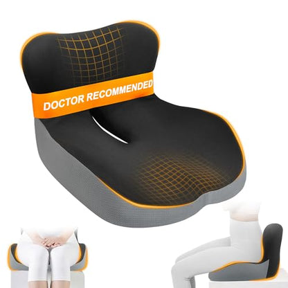 Allaboutsla Memory Foam Car Seat Cushion with Lumbar Support, L-Shaped Ergonomic Design for Long Driving, Pressure-Relief Comfort for Car, SUV, Semi Truck & Office Chair
