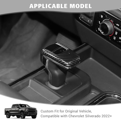 Jimen for Silverado Shift Knob Cover, Auto Gear Shifter Knob Trim Compatible with Chevrolet Silverado 2022-2024 (Carbon Fiber) - color: Carbon Fiber