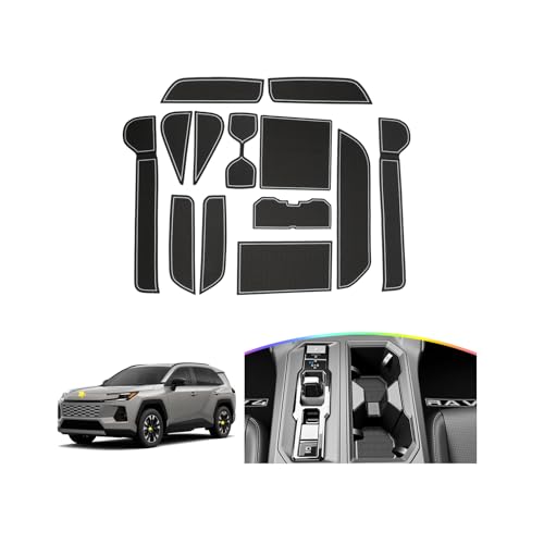 SKTU for 2026 Toyota RAV4 Door Slot Mat for 2026+ Toyota RAV4 Non-Slip Interior Door Groove Gate Pad 13PCS Fit 2026 RAV4 Accessories Door Compartment Cup Console Liners 2026 RAV4 Floor Mat (Grey) - color: for 2026+ RAV4 Grey