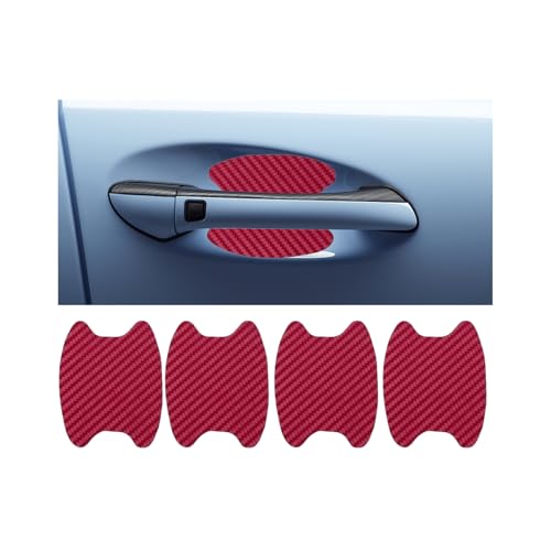 4PCS Carbon Fiber Car Door Handle Stickers, Anti-Scratches Vehicle Door Side Bowl Cup Handle Protective Film, Auto Exterior Paint Guard Decals Protecter,Universal for SUV RV Truck(Wine Red) - color: Wine Red