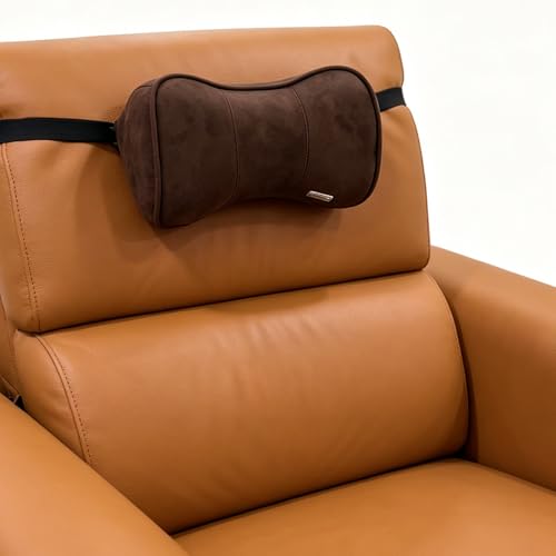 Carwales Car Neck Pillow for Travel Recliner Headrest Cushion Couch Office Chair Memory Foam Lower Back Support Lumbar Pain Relief Ergonomic Design Extension Adjustable Strap Driving Brown 1 Pack - color: Brown
