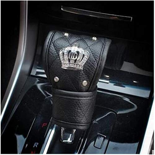 Black Leather Gear Shift Knob Cover with Bling Crystal Rhinestones Tiara Crown, for Women or Girls - color: 3.1 Crown
