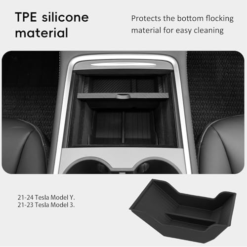 Lower Center Console Organizer Tray for Tesla Model Y 2021-2024 & Model 3 2021-2023, Custom Fit Storage Box with Compartments, Bottom Console Organizer Accessories - size: 3pc(21-24) Tesla Model Y & (21-23) Tesla Model 3