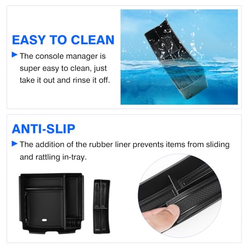 Autorder 2PCS Center Console Organizer for Kia Carnival 2022-2025 2026 Accessories Armrest Storage Box Secondary Insert Tray with Black Anti-Slip Mat（Front Tray + Armrest Organizer） - size: 2022-2026 Kia Carnival 2PCS