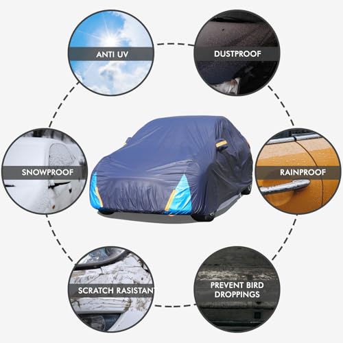 Tesla Model Y Car Cover Waterproof All Weather, 6 Layers Outdoor Full Exterior Cover Rain Sun UV Snowproof Protection with Zipper Cotton, Mirror Pocket and Charging Port - style: Model Y