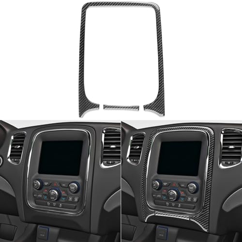 NVCNX Real Premium Carbon Fiber Accessories for Dodge Durango 2014-2020 2015 2016 2017 2018 2019 Car Dash Board Dashboard Infotainment System Panel Cover Interior Trim Sticker Decal 2PCs - color: 2014-2020 Dash Infotainment System Panel Trim