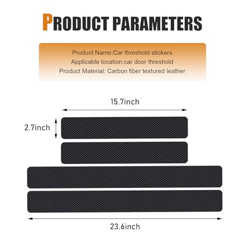 4 PCS Car Door Sill Protector, Anti-Scratch PVC Sill Protection Sticker, Anti-Impact Scuff-Resistant Auto Threshold Cover Strips, Universal for Most Cars, SUV, Truck (Black)