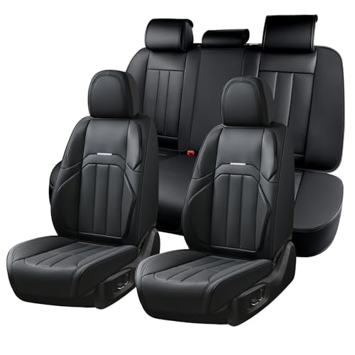 Coverado Car Seat Cover, Cover for Cars Full Seat, Premium Leather, Universal Fit Waterproof Seat Protectors, Car Seat Cushion Non-Slip for Most Cars-Black - color: Black, size: FullSet