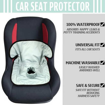 HunnmingRe 2 Pack Green Leaf Car Seat Protector for Potty Training Waterproof Piddle Pad Cover from Spillages Nappy Leaks Toilet Training Anti Slip Backing Strollers Carseat Liner for Toddlers Babies - style: Green Leaf