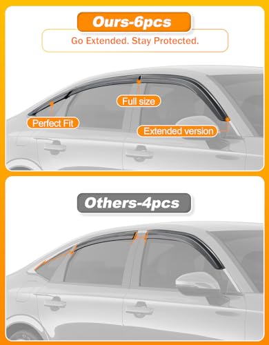 6-pcs Low-Profile Window Rain Guard for Honda Civic Sedan 4dr 2022-2026 Side Window Visors Extra-Thick Vent Visor Full Size Window Deflectors Vent Shades Car Accessories - size: Fit for 2022-2026 Honda Civic Sedan