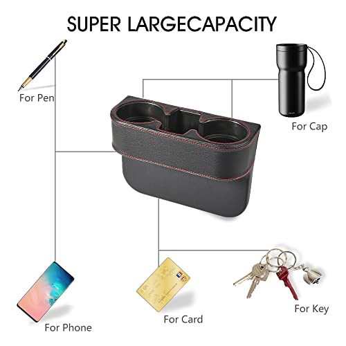 Black Multifunctional Car Cup Holder Car Seat Organizer Gap Filler Bottle Phone Storage Organizer - color: Black