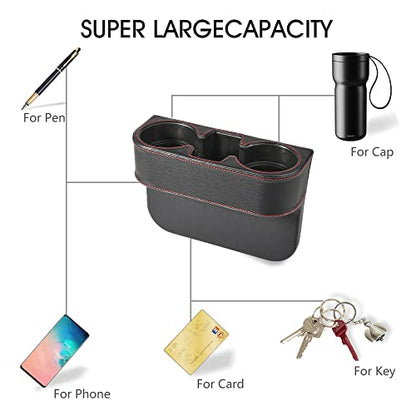 Black Multifunctional Car Cup Holder Car Seat Organizer Gap Filler Bottle Phone Storage Organizer - color: Black