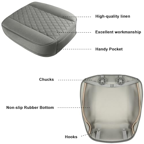 West Llama Linen Front Car Seat Cover Protector Anti-Slip Bottom Seat Cover Fits 95% of Vehicles,Wrapping Around The Bottom,Diamond Pattern(Gray-2Pcs) - color: Diamond Pattern-Gray, size: 2pc