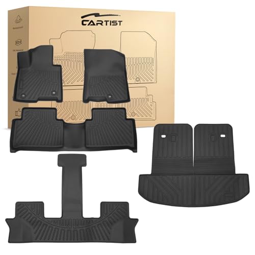 Sorento Floor Mats & Cargo Liner w/Backrest Mats Fit for Kia Sorento 2021-2025 2026 Hybrid (PHEV & HEV) & Plug-in Hybrid, All Weather Floor Liner for Sorento Accessories - size: 3)Kia Sorento【21-26】Full set