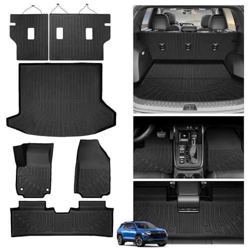 Powerty Floor Mats for 2025 2026 Chevrolet Chevy Equinox (Non EV) / GMC Terrain Car Mat, All Weather TPE Custom Cargo Liner Seat Back Cover Protectors Accessories (Floor Mats+Backrest Mat+Trunk Mat) - size: 2)chevrolet Equinox Gas/Gmc Terrain｜25-26｜full S
