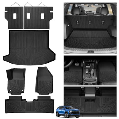 Powerty Floor Mats for 2025 2026 Chevrolet Chevy Equinox (Non EV) / GMC Terrain Car Mat, All Weather TPE Custom Cargo Liner Seat Back Cover Protectors Accessories (Floor Mats+Backrest Mat+Trunk Mat) - size: 2)chevrolet Equinox Gas/Gmc Terrain｜25-26｜full S
