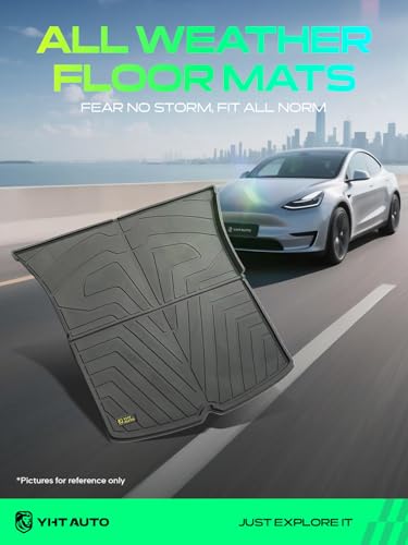 YHTAUTO for Tesla Model Y 2020-2025 Trunk Mat, All Weather TPE Car Mats Carpet, Black - size: Rear Trunk Mat (1 Piece)