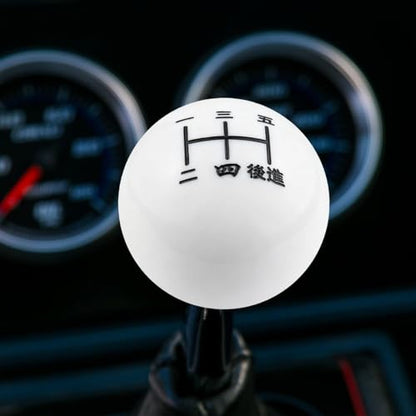 Abfer 5 Speed Shift Knob Upper Left Gear Shift Knobs White Ball Manual Stick Shifting Handle Fit for Vehicles (White) - color: White-2