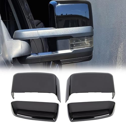 ACLONG Tow Mirror Cover Caps Glossy Black Left & Right Rearview Side Mirror Caps Fit for Chevy Silverado GMC Sierra 2014 2015 2016 2017 2018 2019-1Pair - size: Fit for Chevy Silverado 2014-2019