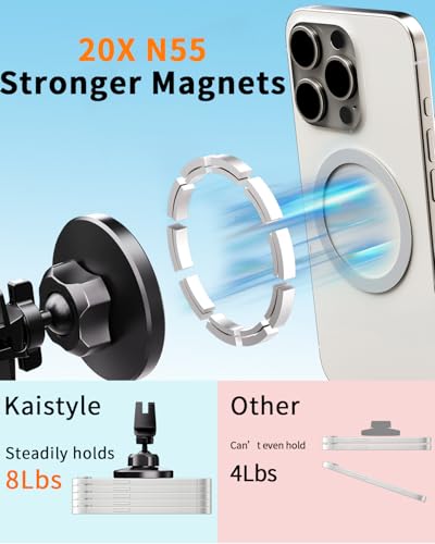 RayLink 3-in-1 for MagSafe Car Mount for Windshield/Vent/Dashboard - 360° Rotation Magnetic Phone Holder with 38 lbs Adhesive for iPhone 17 Pro Max, 16, 15, 14, 13, 12 & All Android Phones