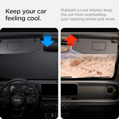 Spigen Triple-Coated CryoShade Front Windshield Sunshade (Reinforced Velcro Strap) Designed for Jeep Wrangler JL 2025-2018 & Gladiator 2025-2020 - size: Jeep Wrangler/Gladiator