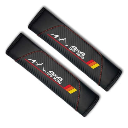 2Pcs Carbon Fiber Leather Seat Belt Cushions Shoulder Pad Soft for Toyota Tacoma 4Runner Tundra Rav4 Highlander TRD car Accessories,Car Seat Belt Pads Safety Belt Cover Pad (4X4) - color: 4X4