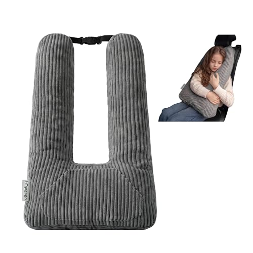 HIGOGOGO Washable Travel Pillow, Car Pillow for Kids & Adults, Travel Pillows with Removable Soft Cover and High-Support Foam, Fix Neck and Body Sitting/Sleeping on The Trip, Dark Grey - color: U-dark Grey